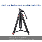 TheLAShop Pro Camera Tripod Kit Video Tripod 71" 3-Stage w/ Fluid Head Image