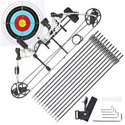 TheLAShop Archery Right Hand Compound Bow Set w/ 12 Carbon Arrows