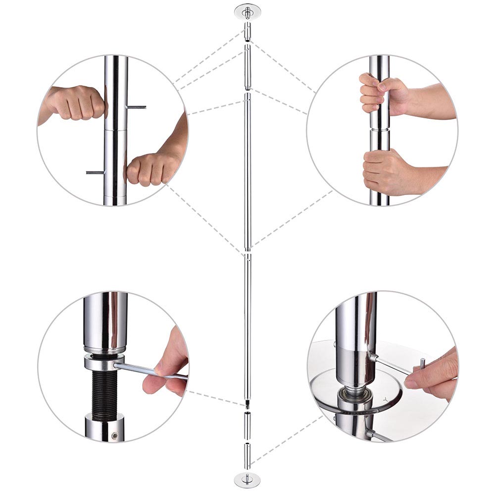 Pinty Professional Dance Pole Fitness Exercise Spinning & Static Portable  45mm 
