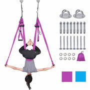 TheLAShop Yoga Aerial Trapeze Yoga Hammock with Heavy Duty Ceiling Hooks Image