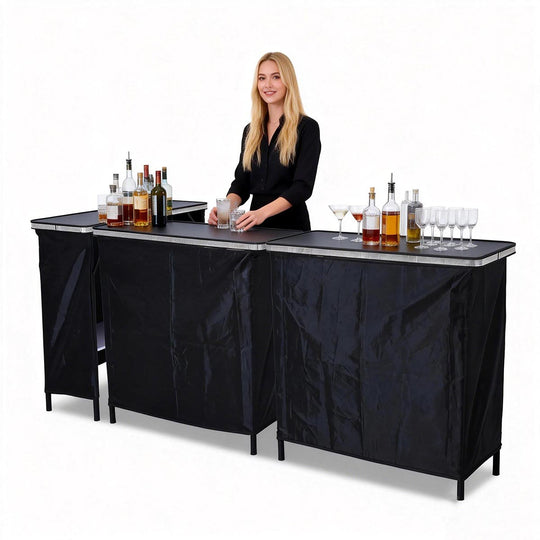 TheLAShop Folding Counter Bar Table with Storage for Outdoor Pub
