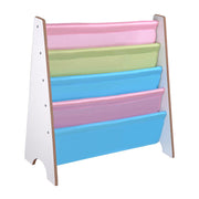 TheLAShop Kids Wood 5-Pocket Sling Bookshelf Book Display Rack Color Opt, White Image