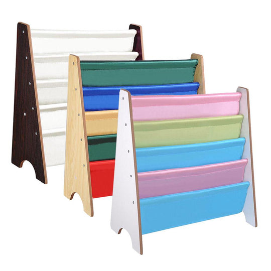 TheLAShop Kids Wood 5-Pocket Sling Bookshelf Book Display Rack Color Opt