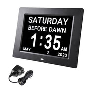 TheLAShop 8" Large Digital LED Day Clock Time Calendar 6-Alarm Color Opt, Black Image