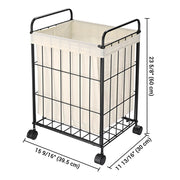 TheLAShop Rolling Laundry Basket Metal Canvas Clothes Hamper Image