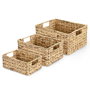 TheLAShop Wicker Baskets Water Hyacinth Bin with Handles 3ct/Pack Image