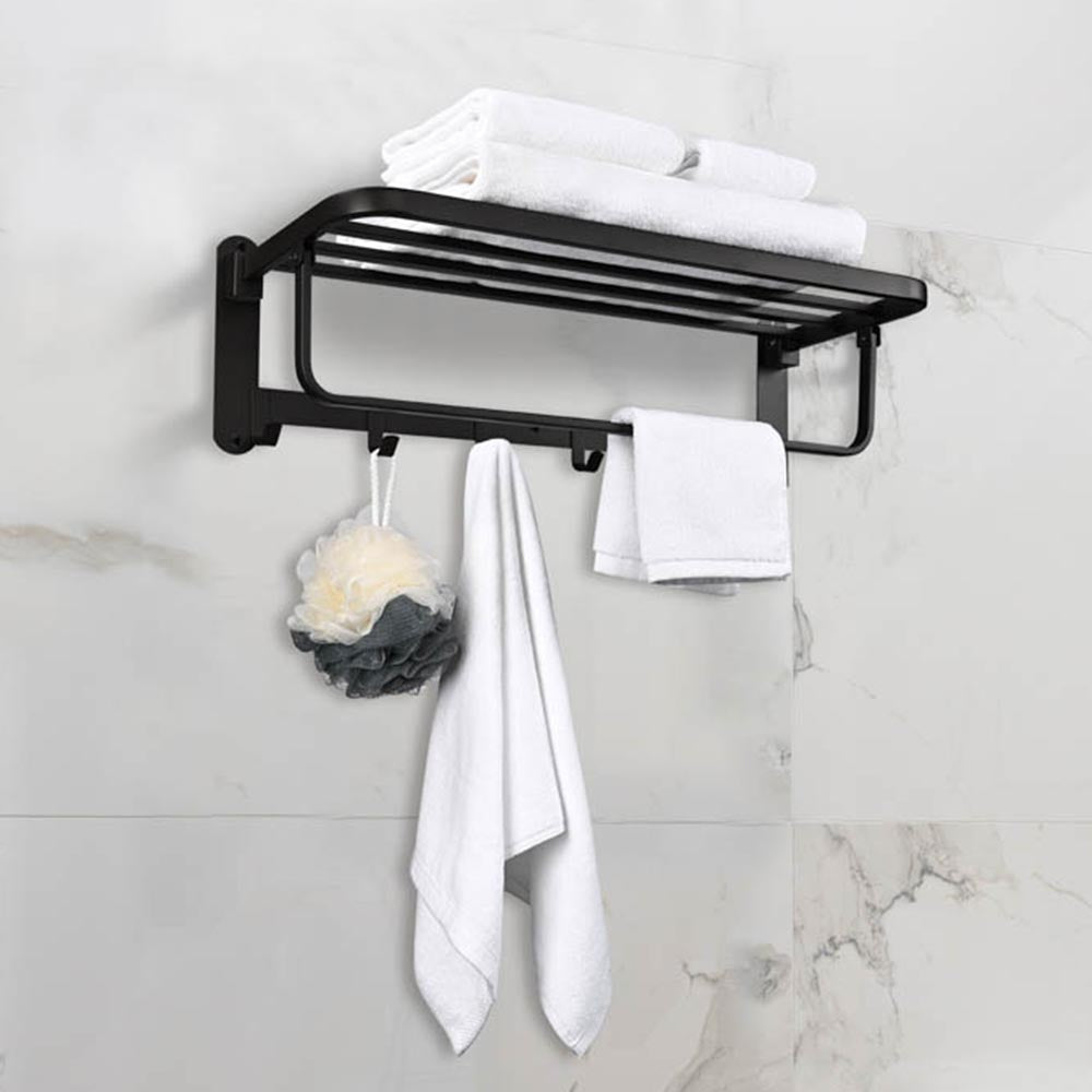 Wall towel rack with hooks hot sale