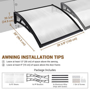 TheLAShop 3ft Door & Window Awning for Porch Farmhouse 2ct/pk, Clear Black Image