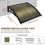 TheLAShop 3ft Window Awning Door Awning Canopy Shade PC, Brown Black Image