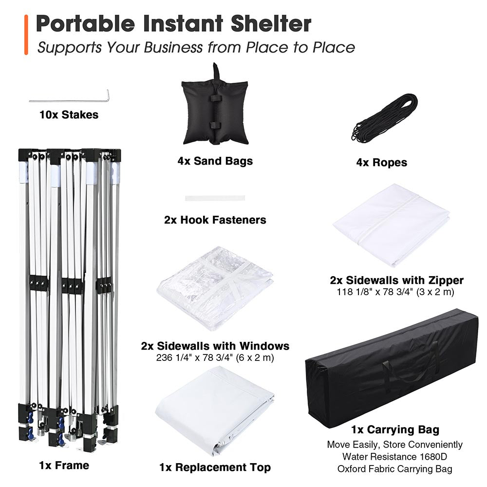 TheLAShop 10'x20' Pop Up Canopy Tent with Windows Instant