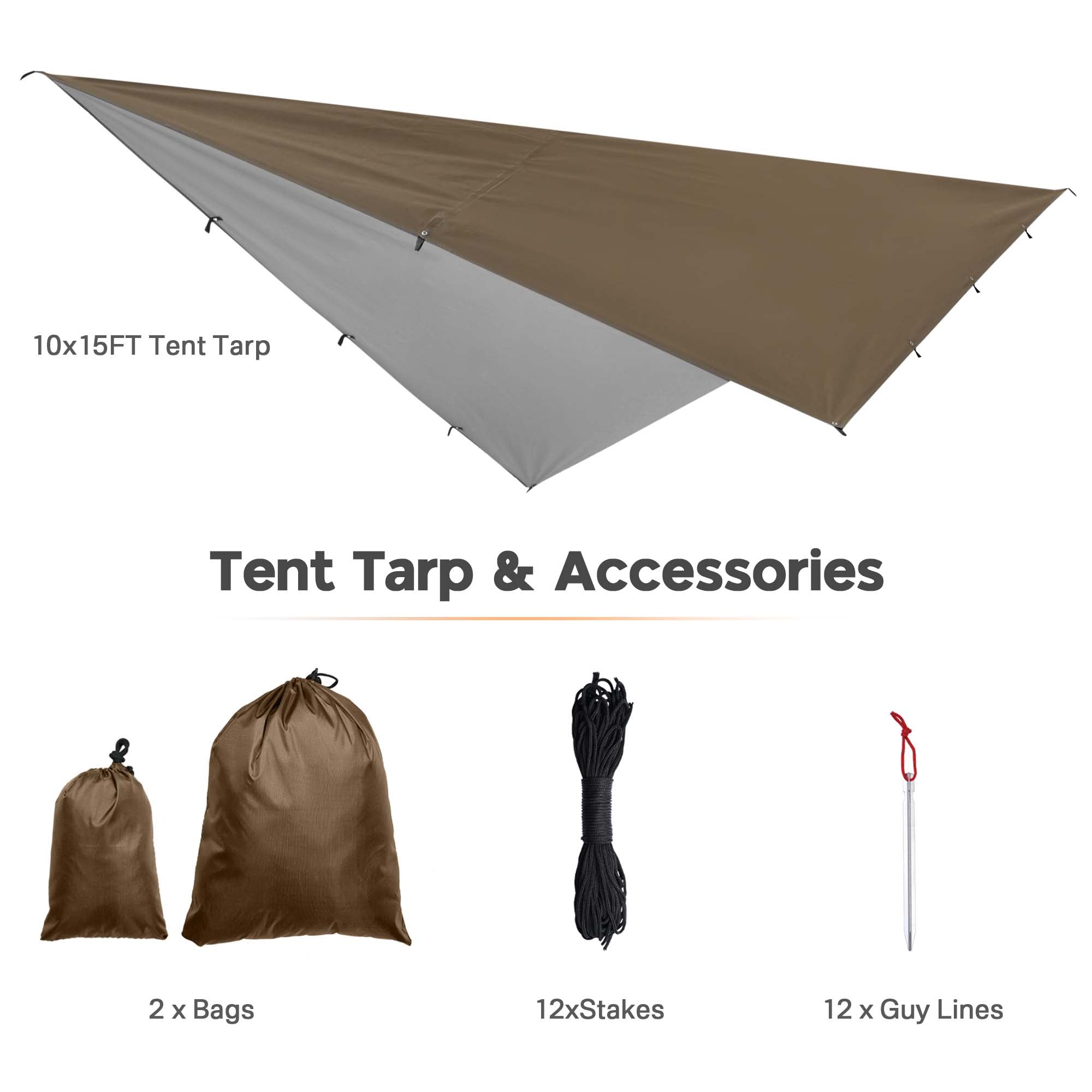 TheLAShop 10x13ft Waterproof Camping Tarp Lightweight UV50+ PU3,000mm