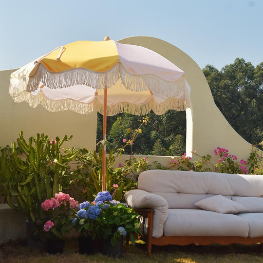 TheLAShop 6 ft 8-Rib Wood Market Umbrella Tilt Palm Springs 5-10yr