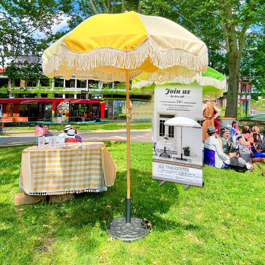 TheLAShop 6 ft 8-Rib Wood Market Umbrella Tilt Palm Springs 5-10yr