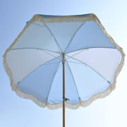 TheLAShop 6 ft 8-Rib Wood Tilt Patio Umbrella Palm Springs Blue Lagoon