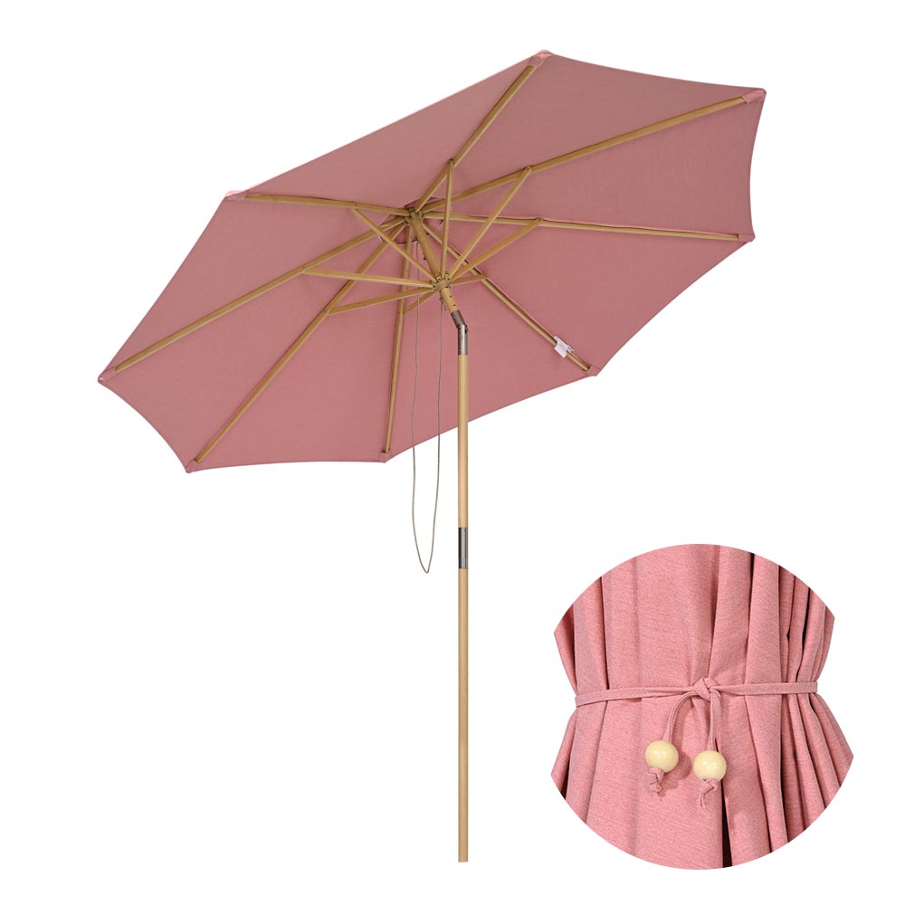 coral patio umbrella TheLAShop 9ft Wood Outdoor Umbrella with Acrylic Fabric UV50+ 10yr