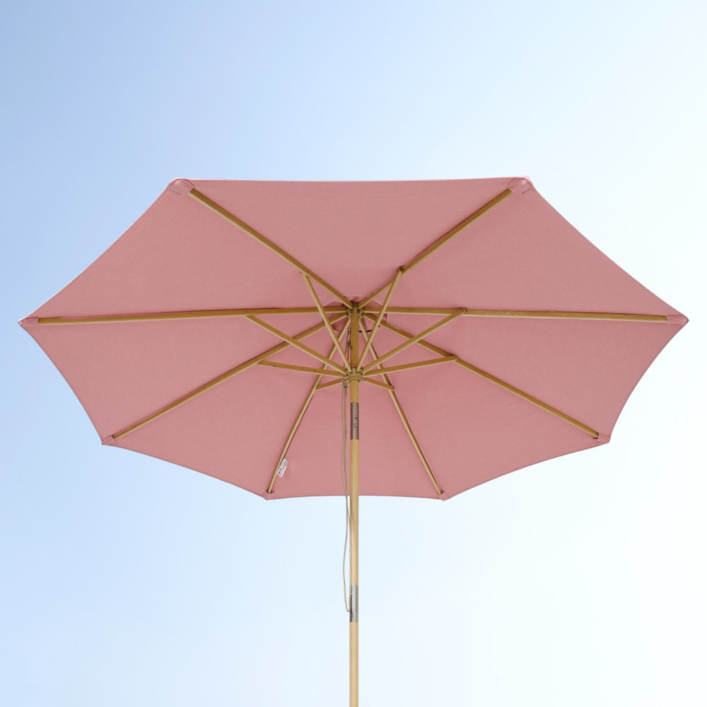 9 ft patio umbrella pink TheLAShop 9ft Wood Outdoor Umbrella with Acrylic Fabric UV50+ 10yr