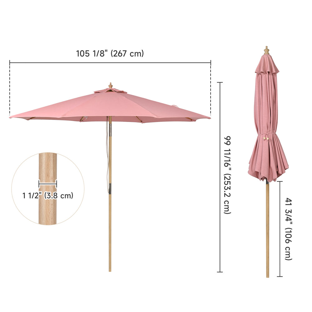9 ft patio umbrella pink TheLAShop 9ft Wood Outdoor Umbrella with Acrylic Fabric UV50+ 10yr