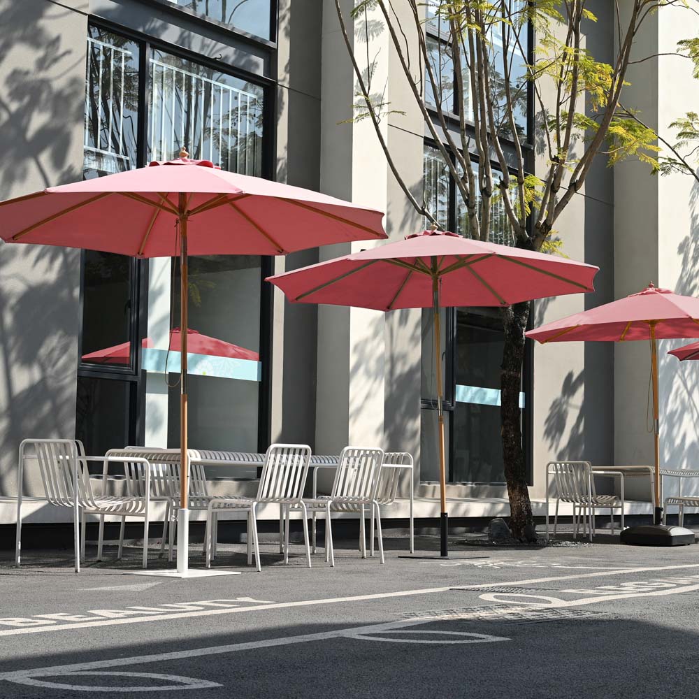 TheLAShop 9ft Wood Outdoor Umbrella with Acrylic Fabric UV50+ 10yr