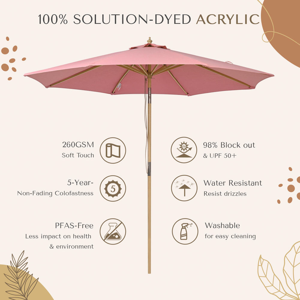 height of patio umbrella TheLAShop 9ft Wood Outdoor Umbrella with Acrylic Fabric UV50+ 10yr