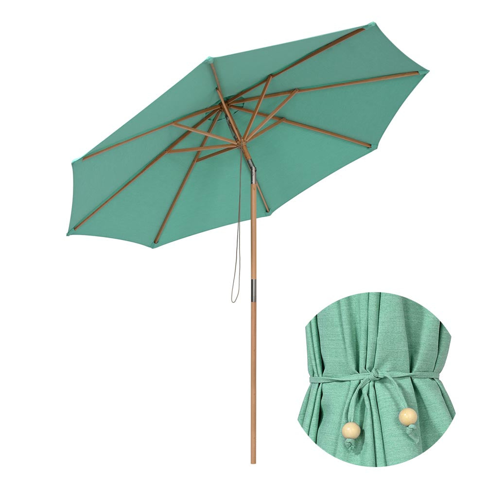 acrylic patio umbrella TheLAShop 9ft Wood Outdoor Umbrella with Acrylic Fabric UV50+ 10yr