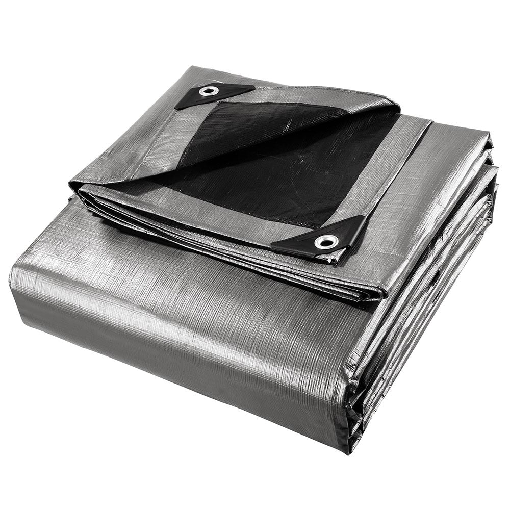 reflective tent cover TheLAShop Heavy Duty Poly Tarp Tent Cover Silver/Black 10mil