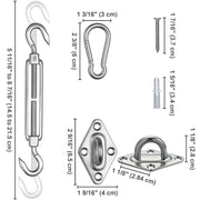 TheLAShop Fixing Hardware Kit Stainless Steel Pad Eye Turnbuckle Carabiner, 6, 6-8.5 IN Image