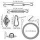 TheLAShop Fixing Hardware Kit Stainless Steel Pad Eye Turnbuckle Carabiner, 6, 6-8.5 in with 12ft Cable Image