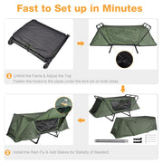 TheLAShop Single Cot Tent Camping Bed Tent Rain Fly Green Image