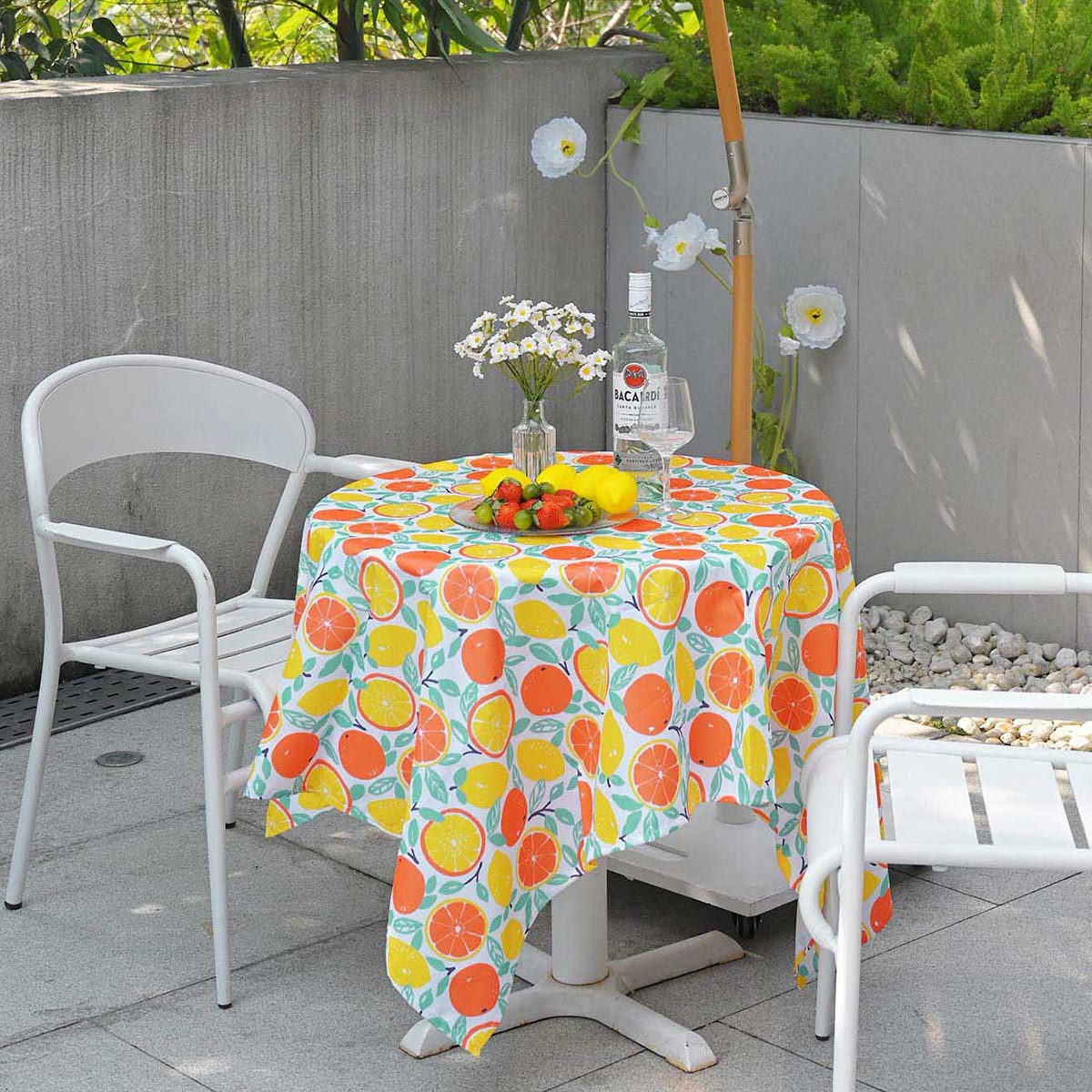 bacardi patio umbrella TheLAShop 43" x 57" Tablecloth for Round Table Waterproof Picnic Blank