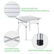 TheLAShop Aluminum Folding Camping Table Picnic Table 27x27.5in Image