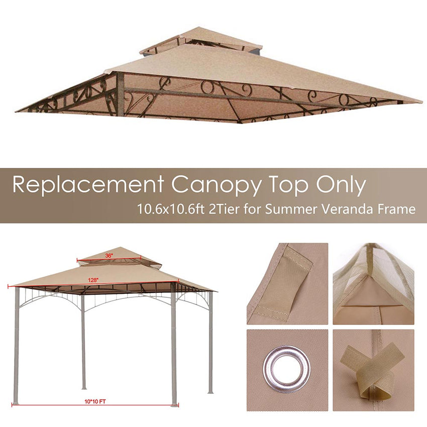 10x10 ft Madaga Replacement Canopy Gazebo Top