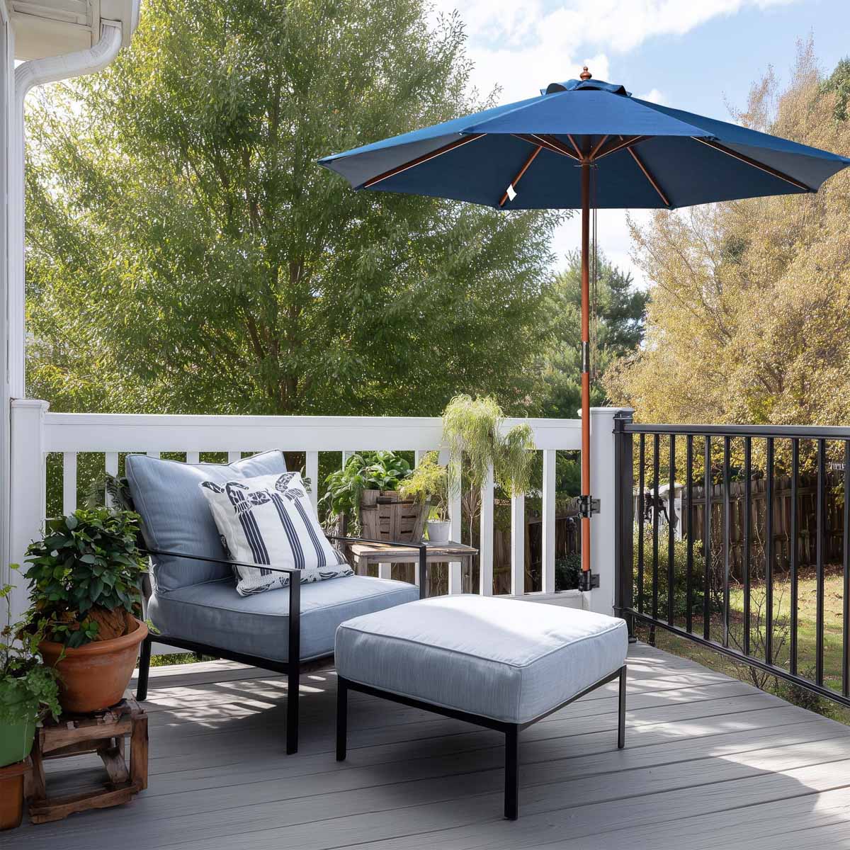 converter umbrella with screw in bottom to a patio base TheLAShop Outdoor Umbrella Mount to Post, Railing, Bleachers for Poles D2 5/16"