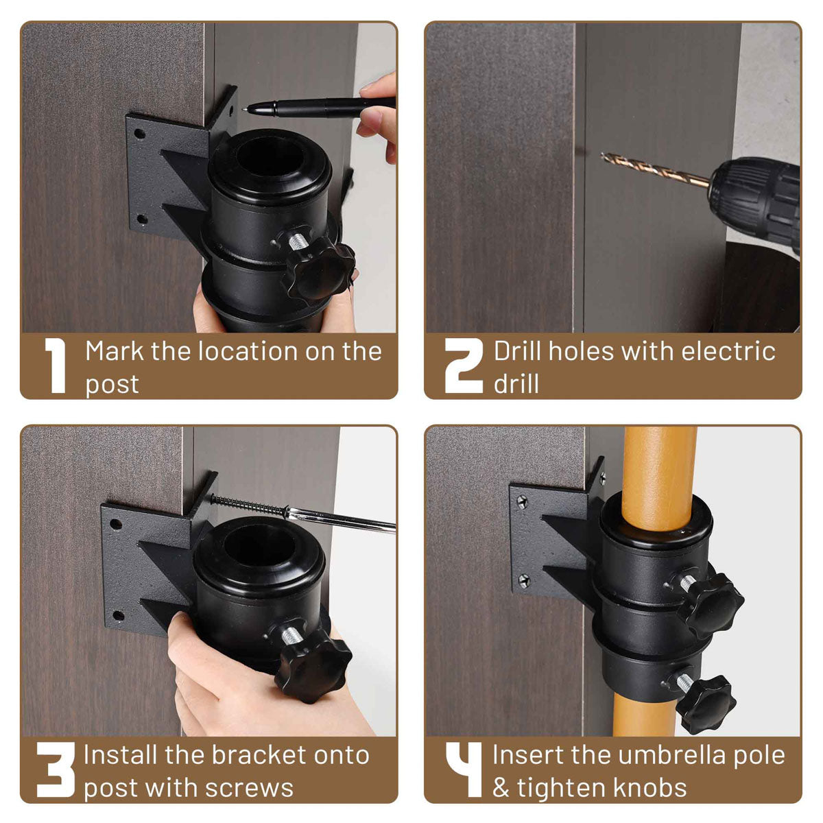 TheLAShop Outdoor Umbrella Mount to Post, Railing, Bleachers for Poles D2 5/16