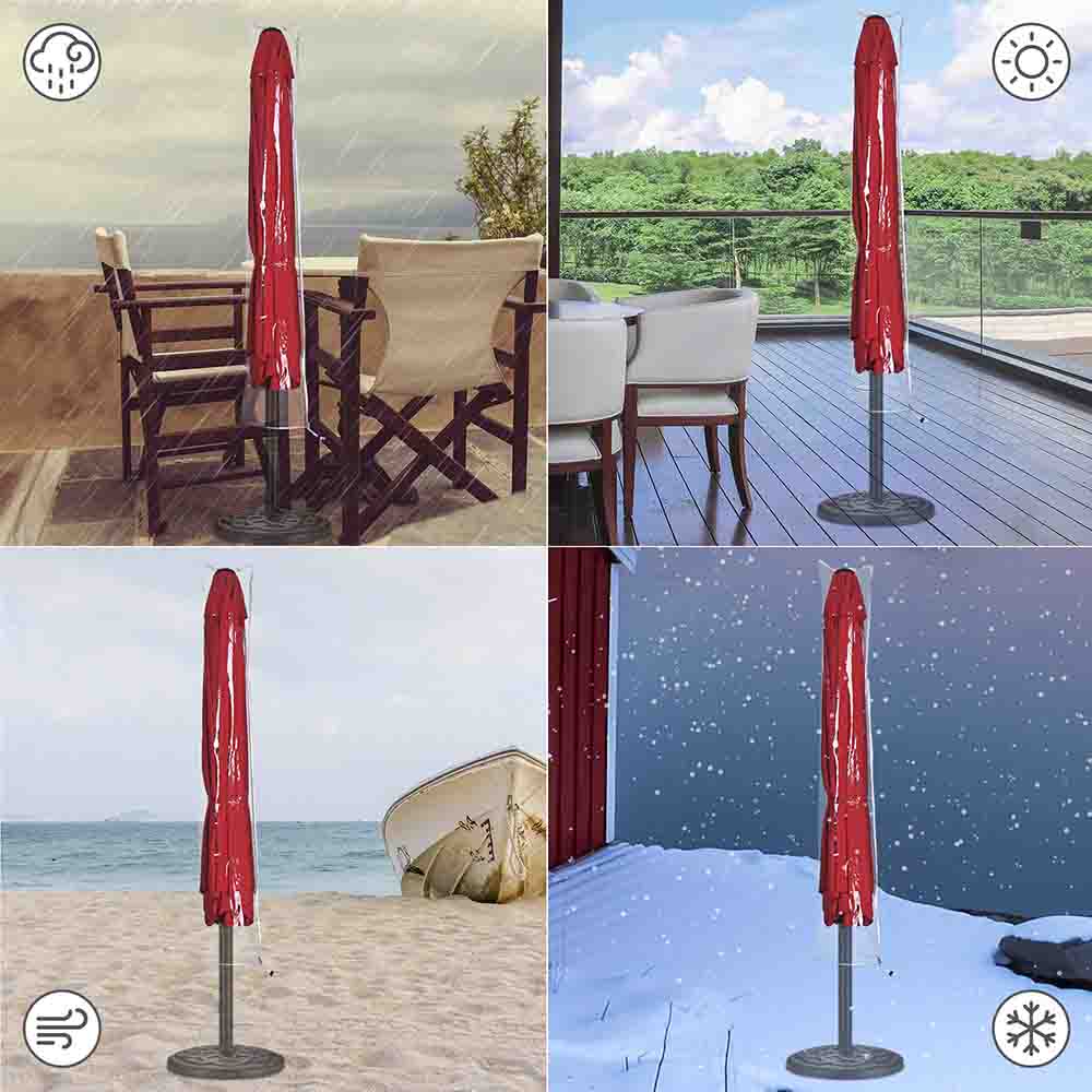 large zippered patio umbrella TheLAShop 8ft Outdoor Umbrella Cover with Zipper 56 in. Transparent