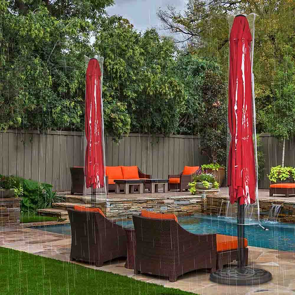 large zippered patio umbrella TheLAShop 8ft Outdoor Umbrella Cover with Zipper 56 in. Transparent