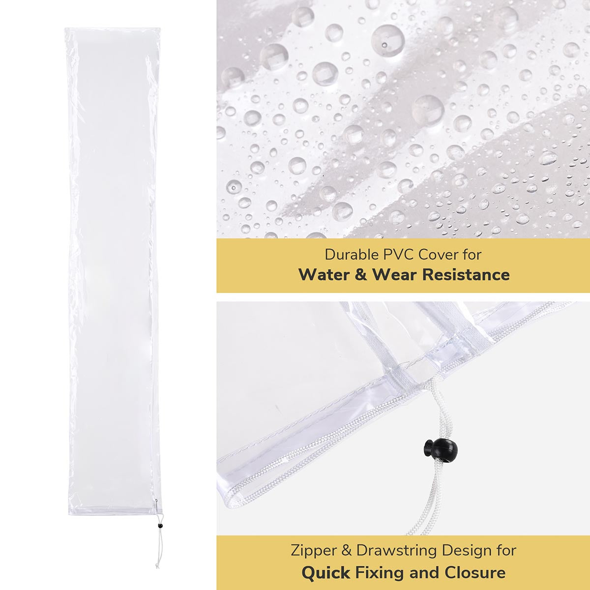 clear pvc patio umbrella TheLAShop 8-9ft Outdoor Umbrella Cover with Zipper 56 in. Transparent