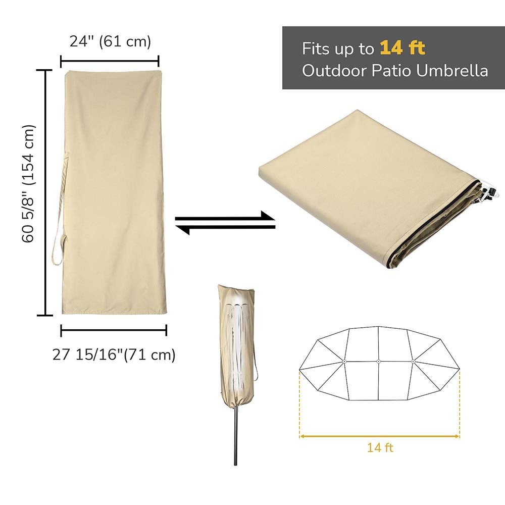 TheLAShop 15ft Patio Umbrella Cover with Zipper & Rod 61x28 in.