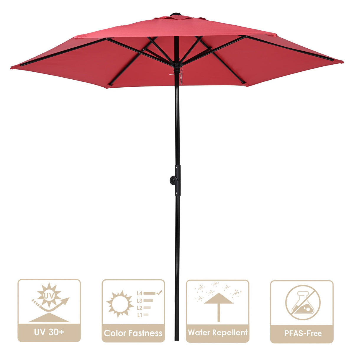 6 foot patio umbrella crank TheLAShop 7.5' 6-Rib Tilt Patio Umbrella Outdoor Umbrella Crank Lift