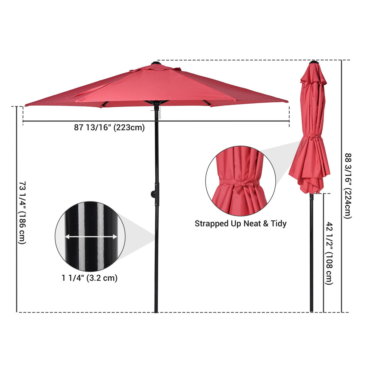 7 ft patio umbrella with tilt TheLAShop 7.5' 6-Rib Tilt Patio Umbrella Outdoor Umbrella Crank Lift