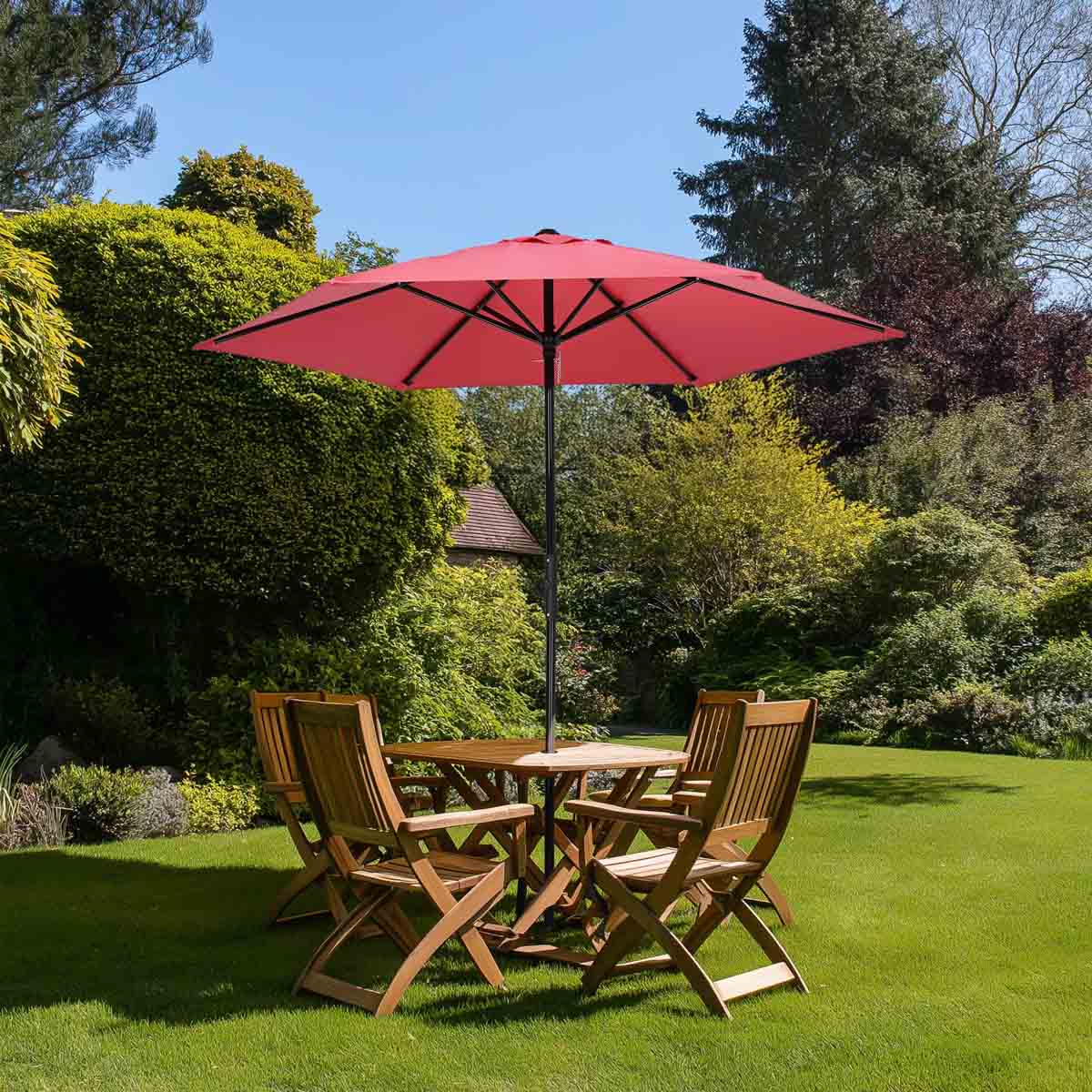 TheLAShop 7.5' 6-Rib Tilt Patio Umbrella Outdoor Umbrella Crank Lift