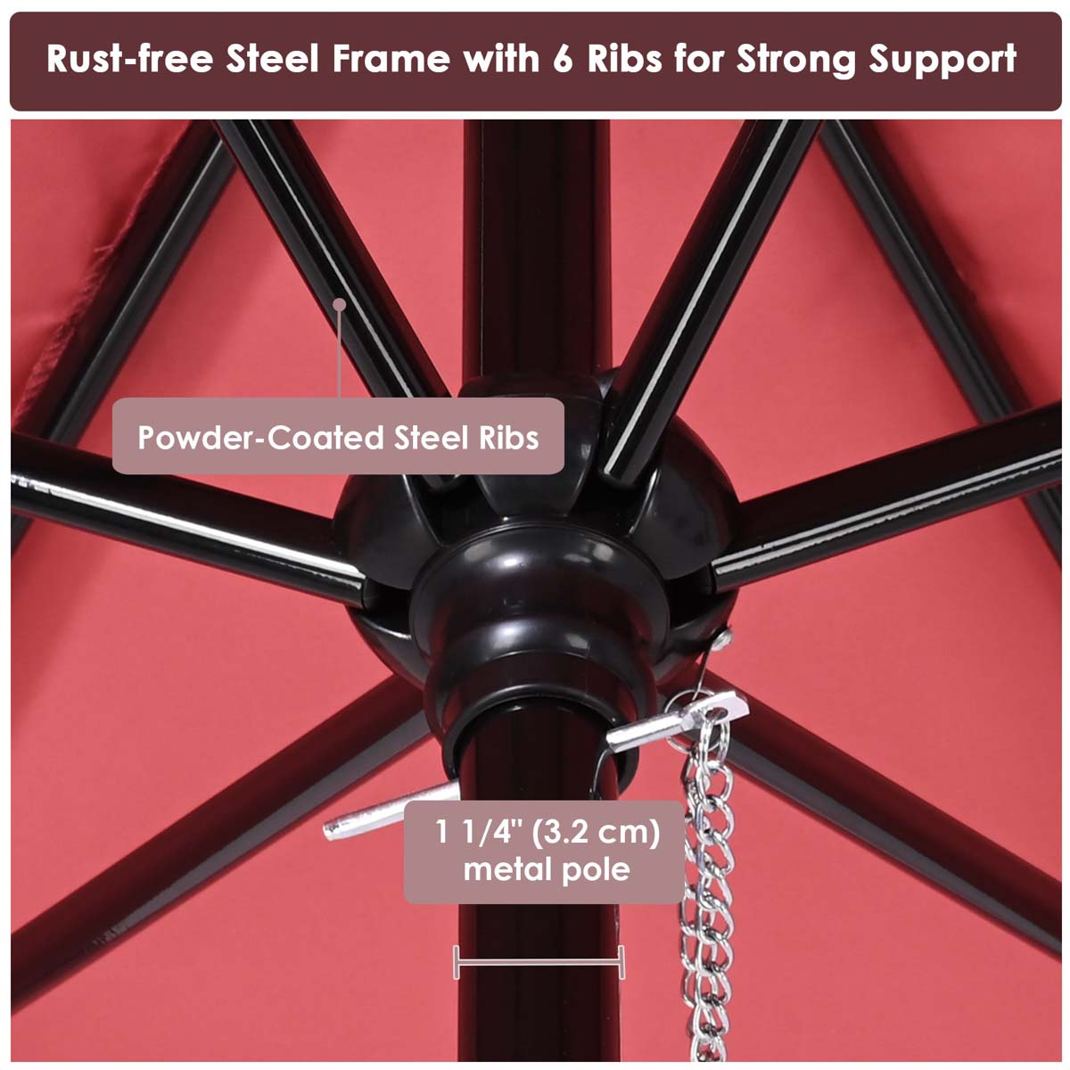 TheLAShop 7.5' 6-Rib Tilt Patio Umbrella Outdoor Umbrella Crank Lift TheLAShop 7.5' 6-Rib Tilt Patio Umbrella Outdoor Umbrella Crank Lift
