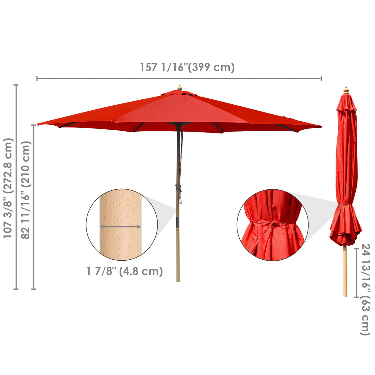 TheLAShop 13 Ft Wood Market Patio Umbrella Outdoor Furniture TheLAShop 13 Ft Wood Market Patio Umbrella Outdoor Furniture