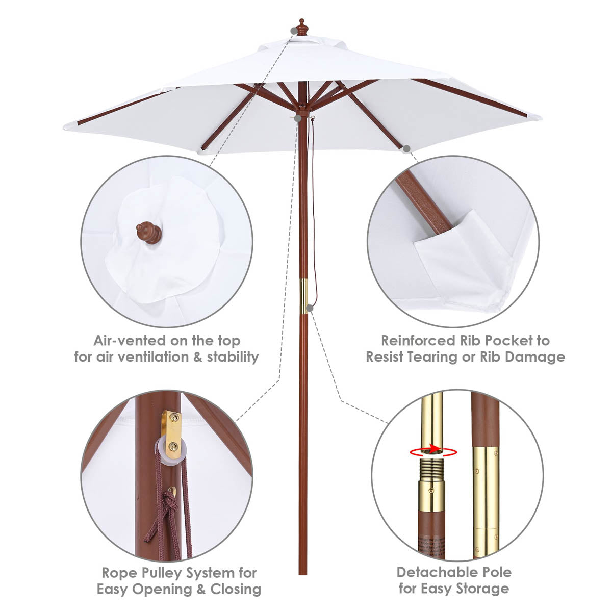 7ft patio umbrella TheLAShop Commercial Patio Umbrella 7ft 6-Rib for Boutique Hotels/Rooftop Bars