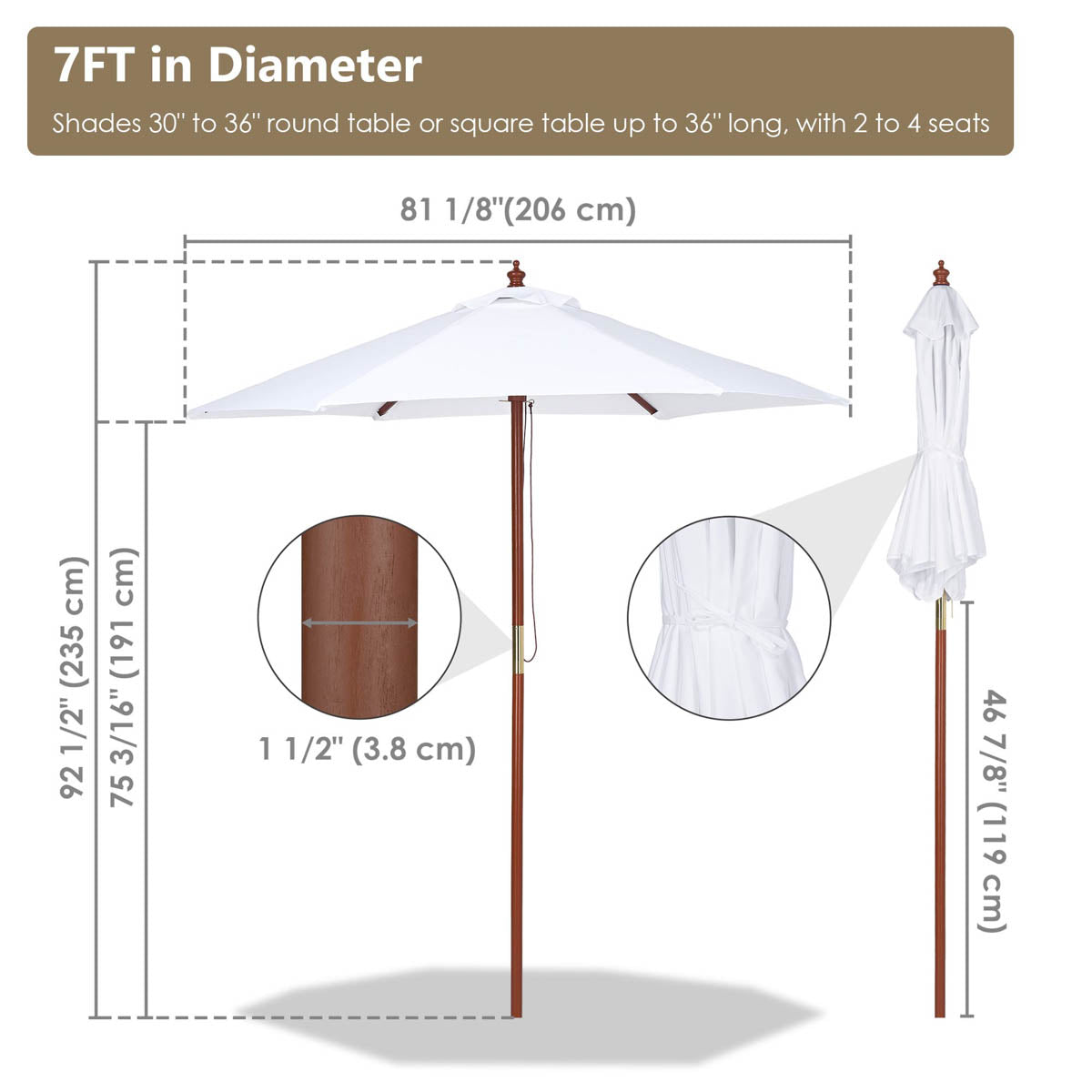 TheLAShop Commercial Patio Umbrella 7ft 6-Rib for Boutique Hotels/Rooftop Bars TheLAShop Commercial Patio Umbrella 7ft 6-Rib for Boutique Hotels/Rooftop Bars