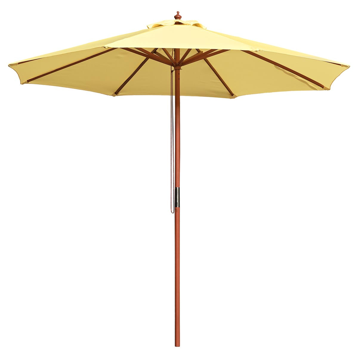 9 ft patio umbrellas wooden pole TheLAShop 9ft 8-Rib Wood Market Umbrella for Hotels, Resorts & Restaurants