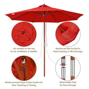 TheLAShop Bulk Custom Logo Outdoor Umbrellas - 9ft 8-Rib Wood Market Umbrella Image