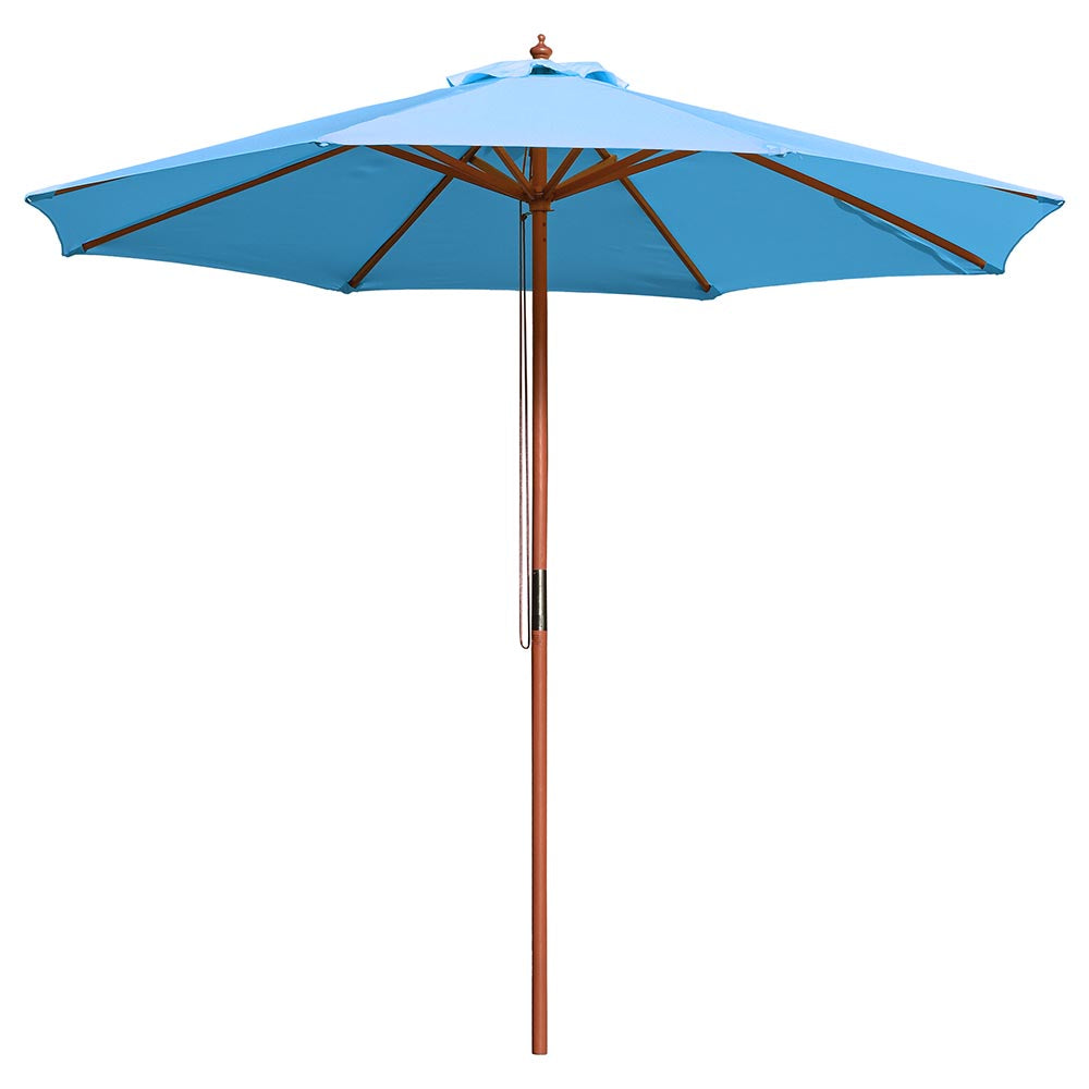 TheLAShop 9ft 8-Rib Wood Market Umbrella for Hotels, Resorts & Restaurants