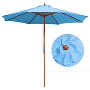 TheLAShop 9 Foot Patio Furniture Wood Market Umbrella Color Options, Blue Image