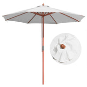 TheLAShop 9 Foot Patio Furniture Wood Market Umbrella Color Options, White Image