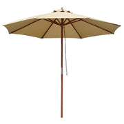 TheLAShop 9ft 8-Rib Wood Market Umbrella for Outdoor Restaurant Garden, Khaki Image